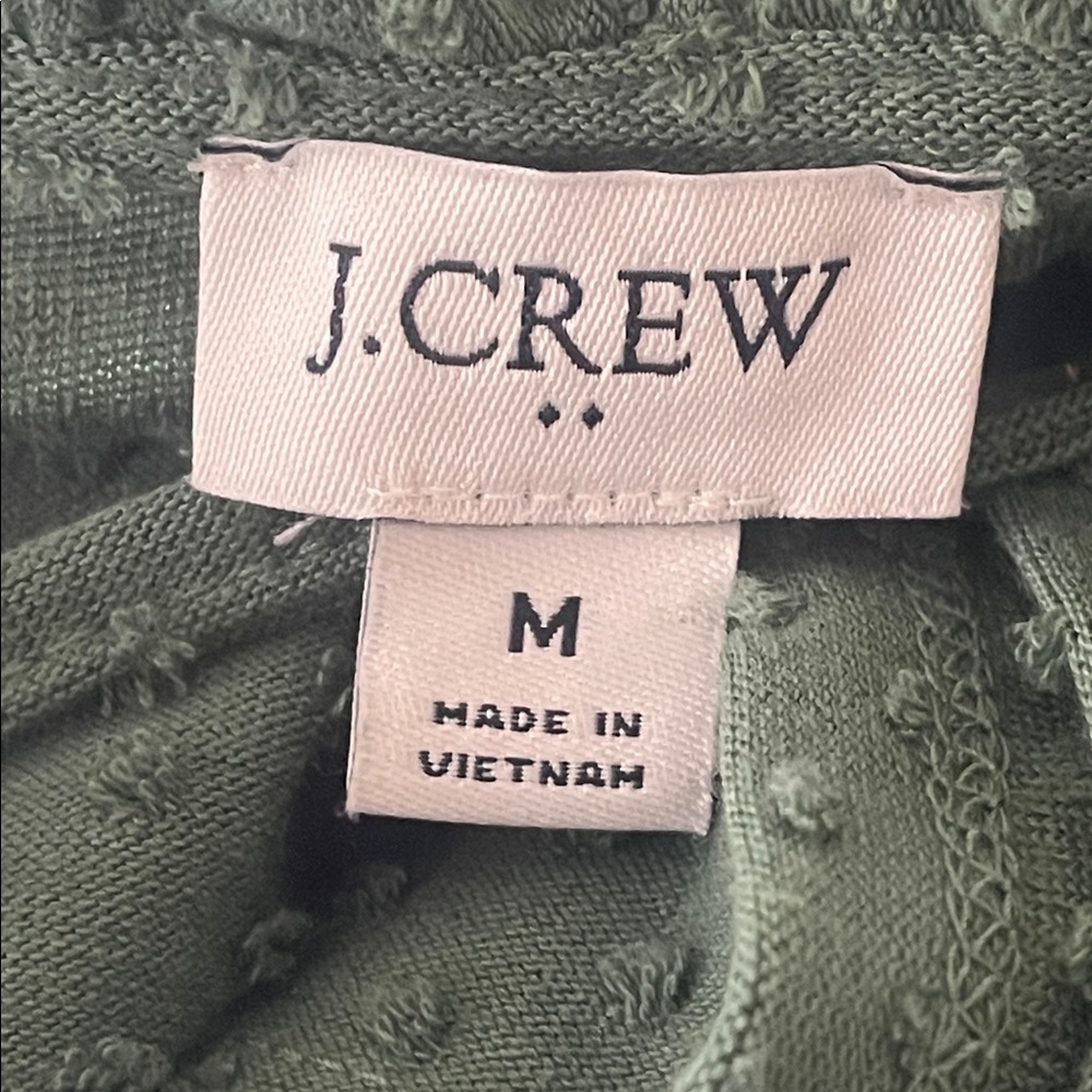 J Crew Clip-dot smocked-neck long sleeve V neck green top blouse size M - Picture 8 of 11